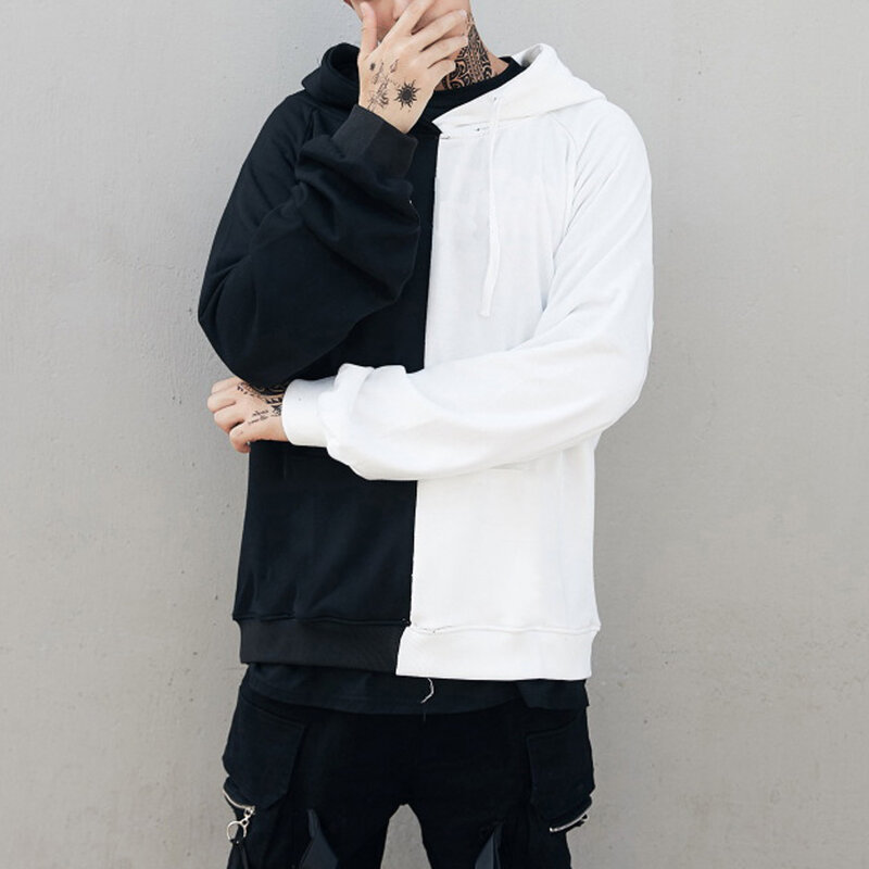 Männer/Frau lustige Rapper Hip Hop Street Wear Sweatshirt Spleißen Doppel Farbe Hoodie Pullover Patchwork Sweatshirt