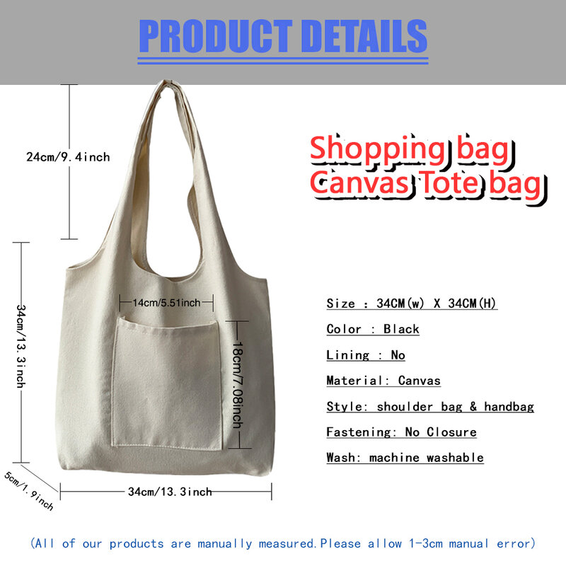 Borse per le donne Shopping Bag donna Canvas Shopping Harajuku borse a tracolla Shopping Girls Handbag Women Canvas Shopping Bag