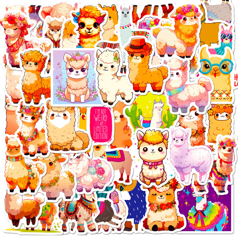 50Pcs Cartoon Cute Alpaca Series Graffiti Stickers adatto per caschi per Laptop decorazione Desktop adesivi fai da te giocattoli all'ingrosso