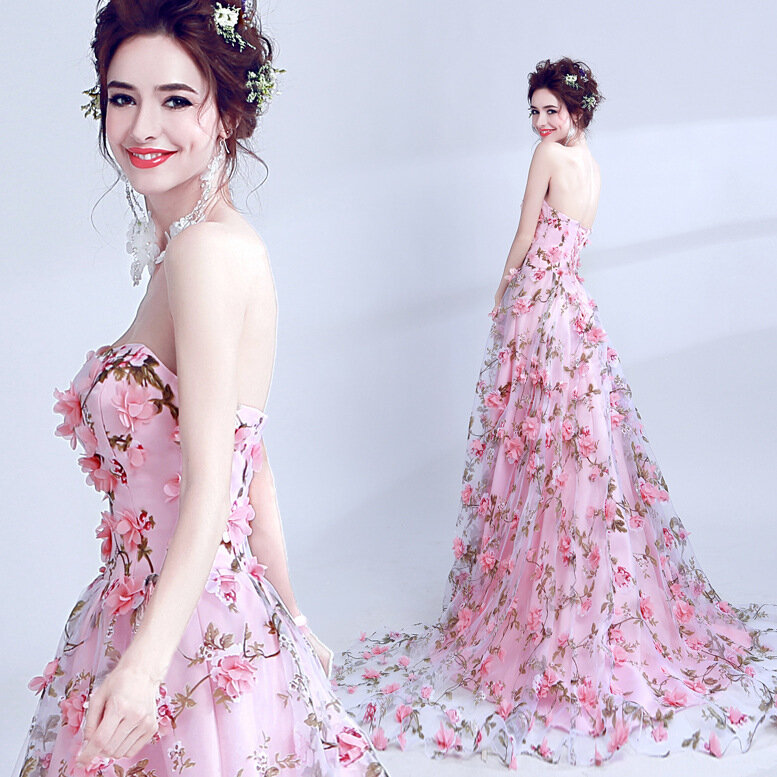 2024 donne Bean Pink Petal guaina banchetto Prom Dress abiti Princess Dress abiti lunghi