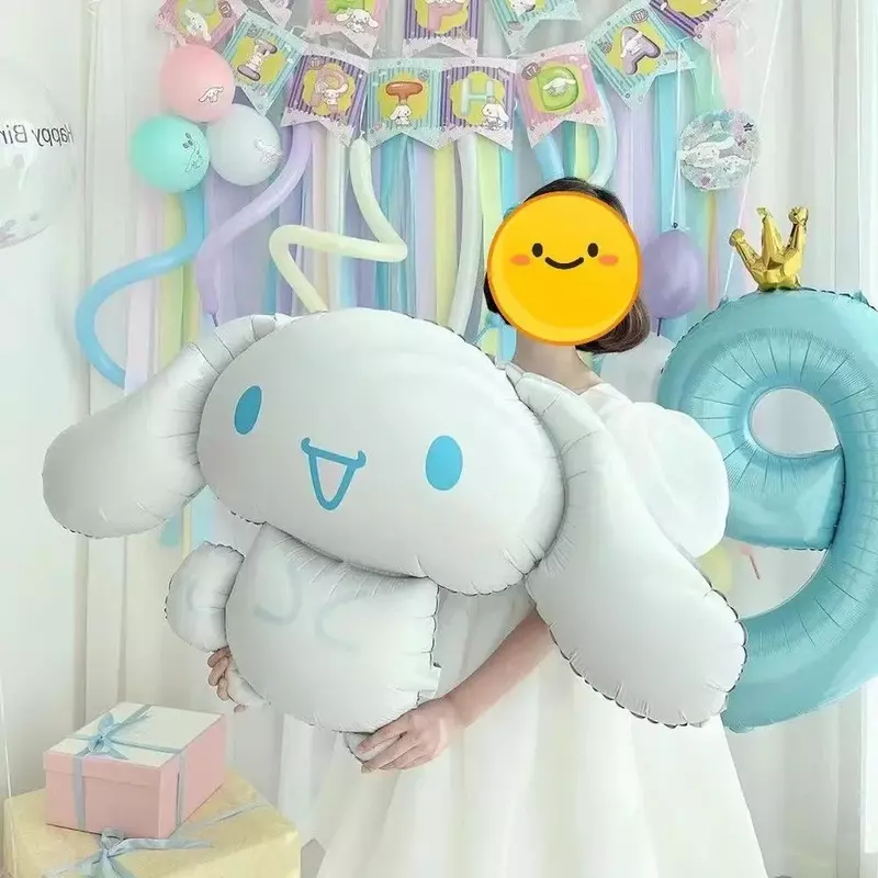 Sanrio Kawaii Kitty Cat Kuromi Pom Purin Cinnamoroll Melody, película de aluminio, globo, decoración de dibujos animados para fiesta de cumpleaños