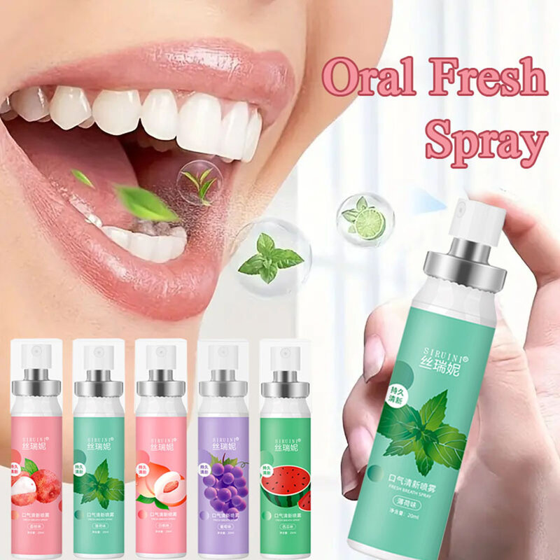Spray orale fruttato da 20ml rimuovi l'alitosi Spray per bocca fresca a lunga durata deodorante per alito portatile rinfrescante per l'igiene orale all'ingrosso