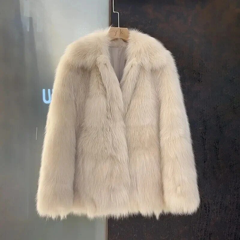 Casaco de pele de imitação médio longo feminino, jaqueta de temperamento coreano, blusa quente, inverno, moda outono, novo, Mao Mao Mao, 2020