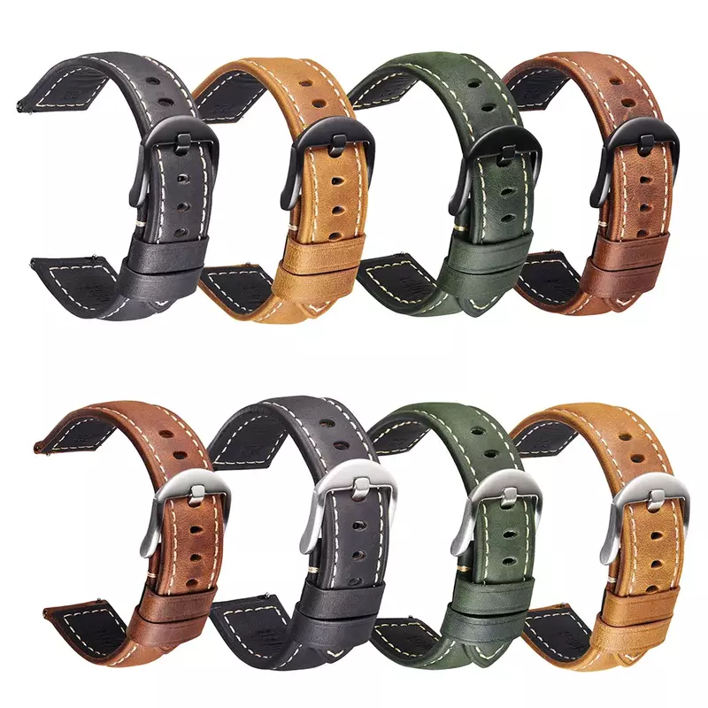 Cinturino per orologio Vintage grossolano a sgancio rapido di nuovo stile cinturino in vera pelle di mucca 20mm 22mm 24mm 26mm