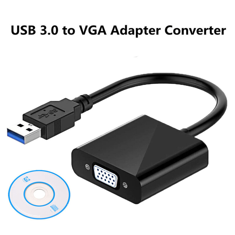 อะแดปเตอร์แปลง3.0เป็น VGA มัลติดิสเพลย์การ์ดแสดงผลรองรับ Windows7/8/10แล็ปท็อปสำหรับจอมอนิเตอร์ HDTV Projector