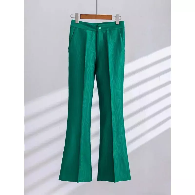 Костюм брючный женский деловой из 2 предметов, блейзер и брюки в полоску, цвета хаки/зеленый/черный, на осень/зиму