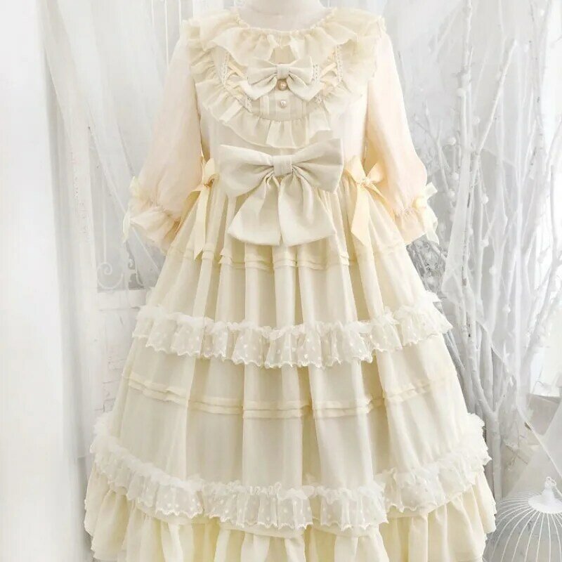 Japanese Sweet Lolita Op Dress Women Elegant Gothic Short Sleeve Princess Party Dresses Girly Harajuku Kawaii Fairy Vestidos