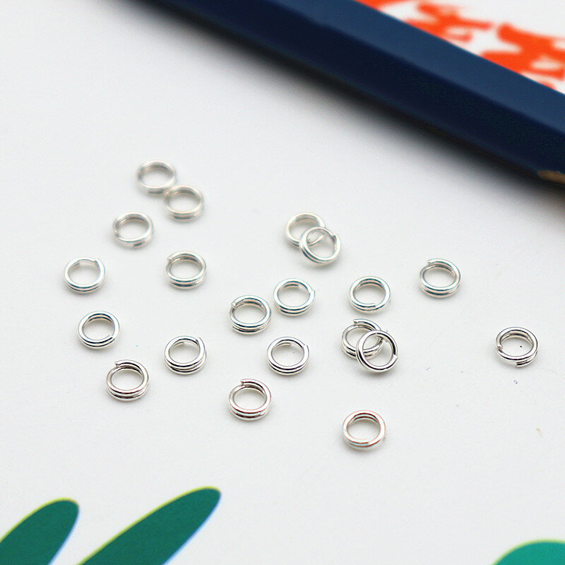Anillos divididos de doble salto sólidos de plata esterlina 925 para la fabricación de joyas, accesorios DIY