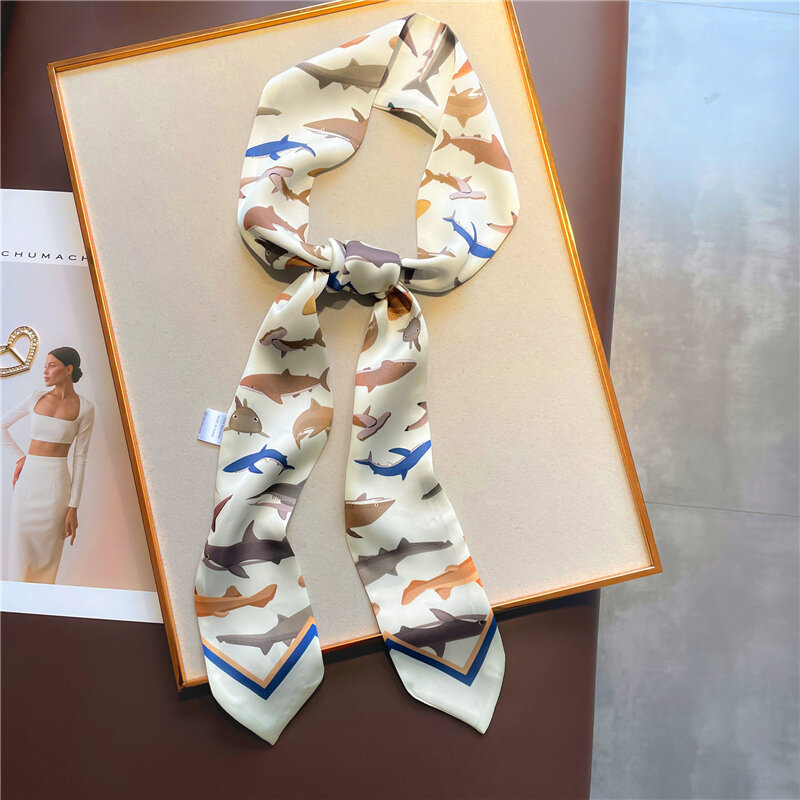 Impressão de seda longa hairband fita para senhoras bandana pescoço gravata bandana bolsa cachecol/cachecóis popular cinto acessórios para o cabelo 2022