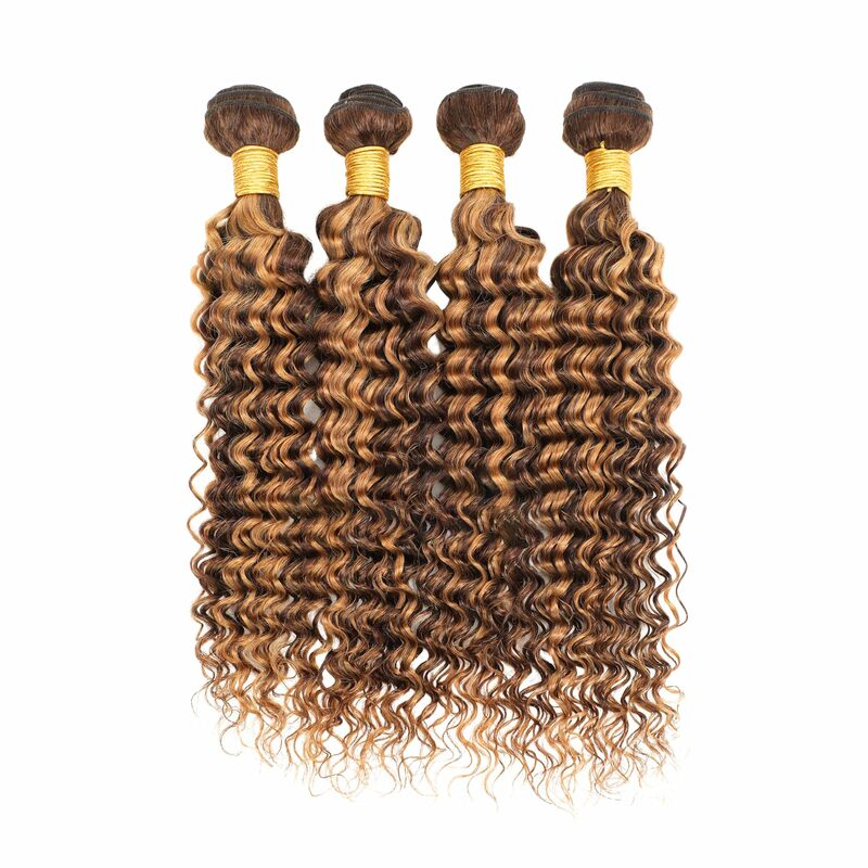 Bundel rambut manusia gelombang dalam sorot pirang 30 inci P4/27 sambungan rambut manusia keriting pirang cokelat Ombre 100g/PC ekstensi rambut
