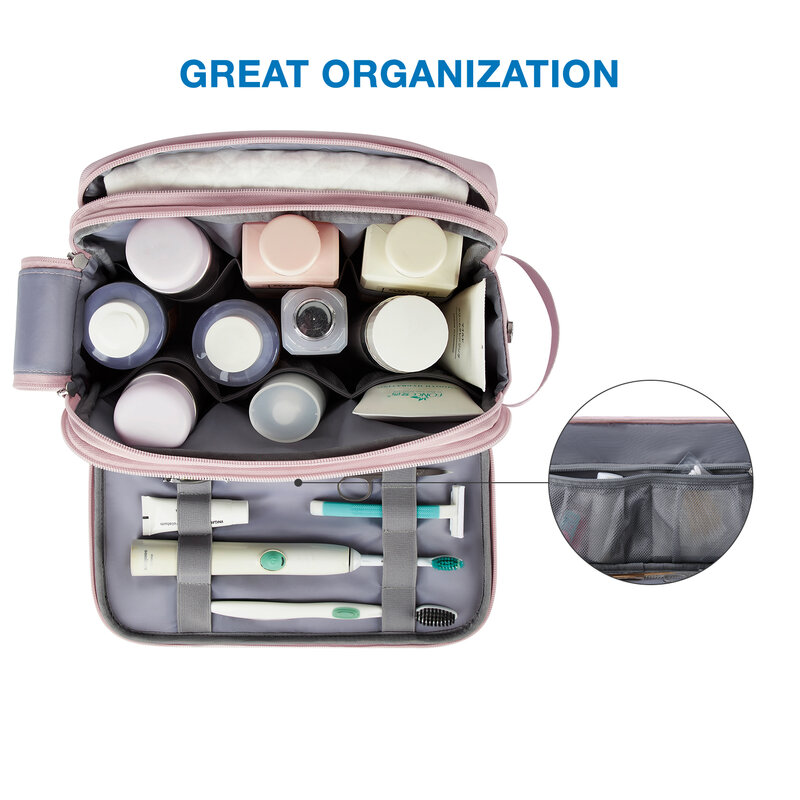BAGSMART-حقيبة أدوات الزينة للرجال والنساء ، حقيبة مستحضرات التجميل ، المكياج ، متعددة الوظائف ، مقاوم للماء ، منظم ماكياج ، حقيبة سفر