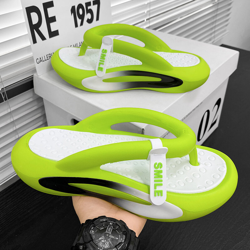 Men's New Summer Thick Soled Flip-flops Slippers Comfortable and Fashionable Outdoor Beach Women's Slippers Home Shoes 2024 New