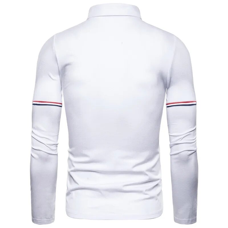 Men's casual sports long sleeved polo shirt, fashionable slim fit top