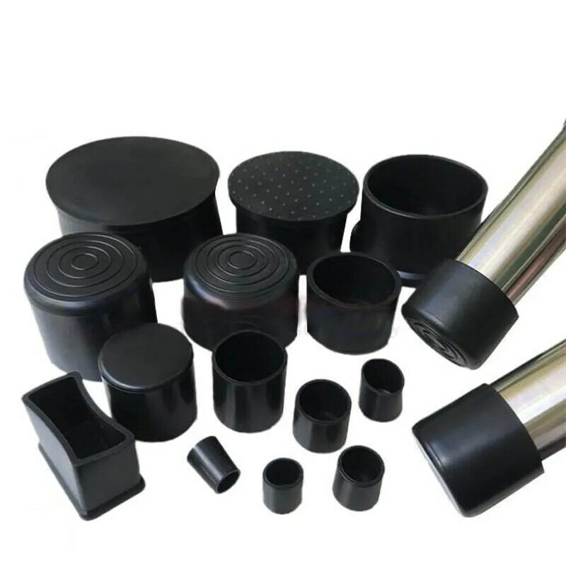 Black Round Chair Table Feet Stick Pipe Tubing End Cover Caps Cap PVC Rubber Diameter 6~60mm Floor Protection Pads Non-slip