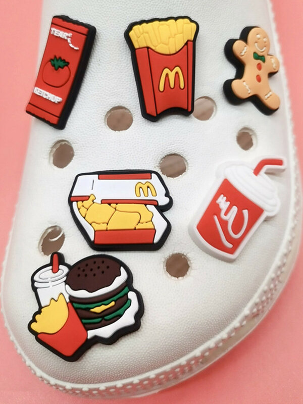 Mới Lạ Hamburger PVC Giày Quyến Rũ Chân Croc Đồ Trang Trí Móc Khóa Trang Trí Diy Clog Phụ Kiện Phù Hợp Với Dây Đeo Cổ Tay Cho Người Lớn Trẻ Em