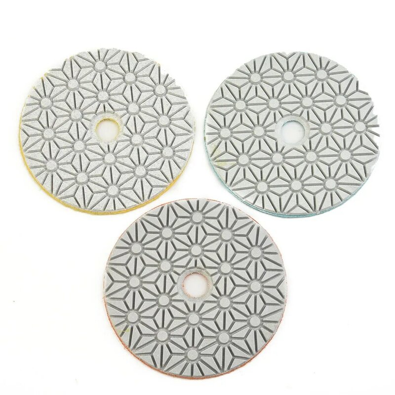 3Pcs 4 Inch Dry/Wet Diamond 3 Step Polishing Pads 100mm Granite Polishing Tool For Polishing Granite Concrete Stone And Marble