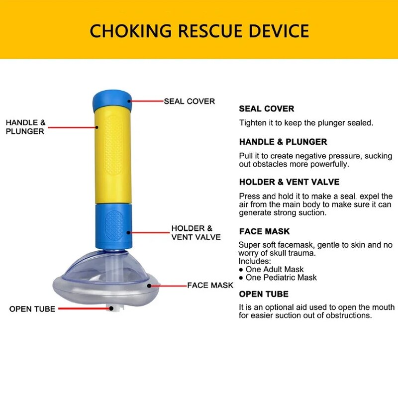 Dispositivo antiasfixia portátil para niños y adultos, Kit de primeros auxilios para emergencias, supervivencia, succión, Vac, nueva actualización