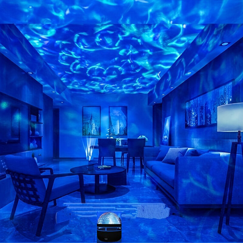 Звездный проектор, Галактический проектор, проектор водяной океанской волны для спальни, ночник, декор комнаты с 7-цветными узорами