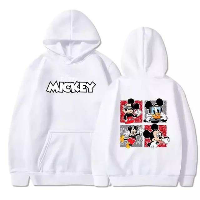 2024 Hoodie bertudung Mickey Minnie Mouse pria wanita Fashion kasual keren Pullover siswa Harajuku Streetwear Hoodies