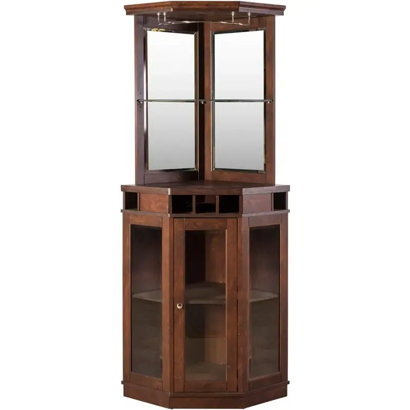Casual Corner Bar or Gorgeous Restaurant, Rosewood Display Cabinet Display Cabinet with Wooden Frame and 5 Bottle Wine Rack