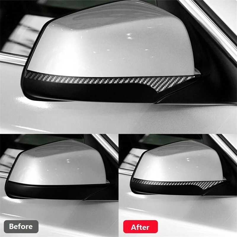 Rearview Mirror Anti-Collision Strip Cover Trim Stickers Carbon Fiber for BMW- 5 Series E60 F10 F07 F01