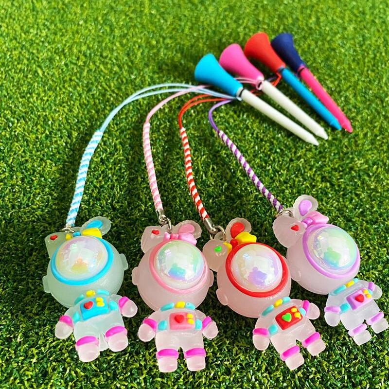 New Cute Golf Rubber Tees With Flashing Light Cartoon Prevent Holder Golf Loss With Golf Accessory Rope Ball Gift Braided
