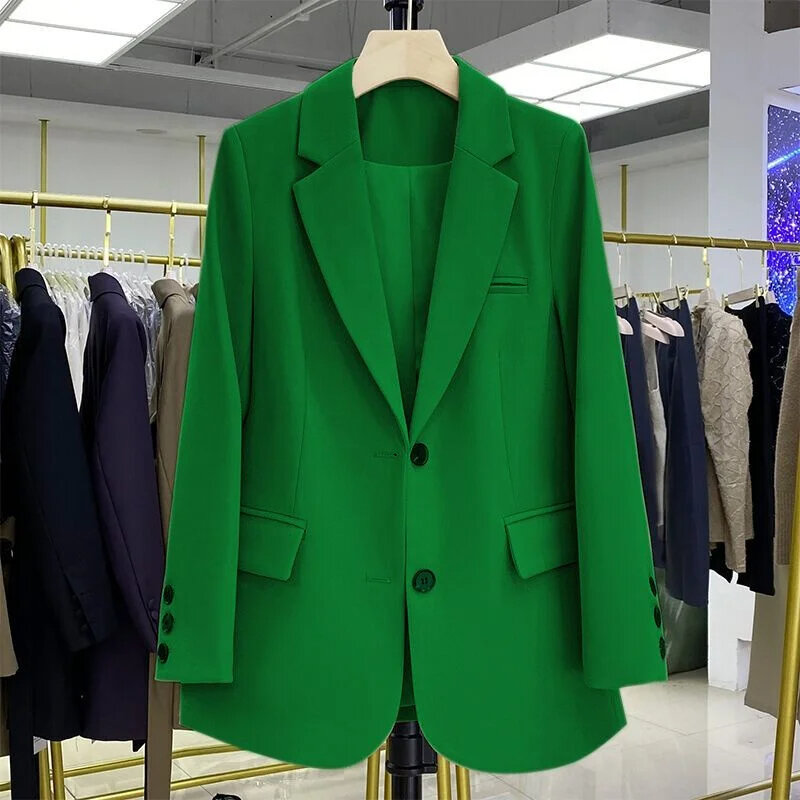 Blazer vintage décontracté pour femme, manteau de bureau pour femme, petite veste trempée, version coréenne, nouveau, automne, 2024, 20 couleurs
