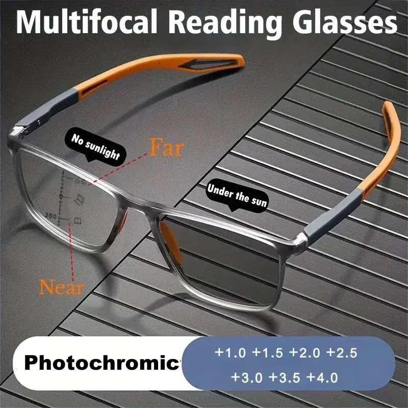 Fotochromowe TR90 anty-niebieskie światło wieloogniskowe okulary do czytania nowe okulary progresywne w pobliżu dalekiej męskie damskie okulary sportowe