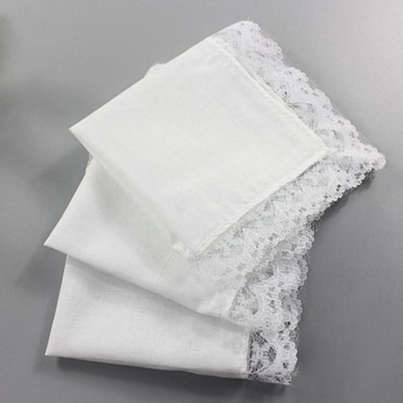 Ladies Embroidery White Lace Wedding Decor Hankies 23x25cm