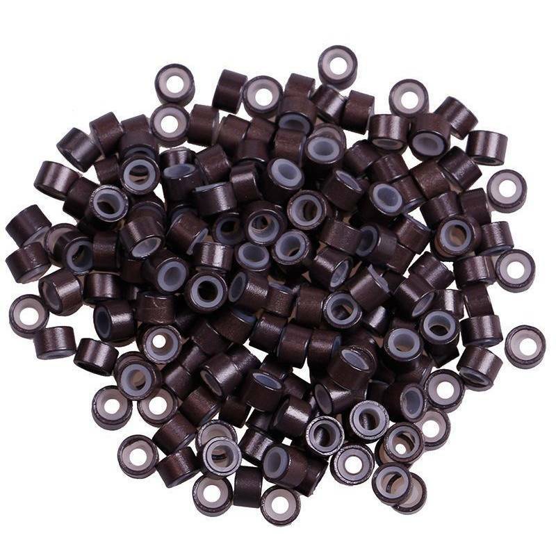 Micro anneaux doublés en silicone, 200 pièces, perles de maillons, 5.0x3.0x3.0mm, outils d'extensions de cheveux