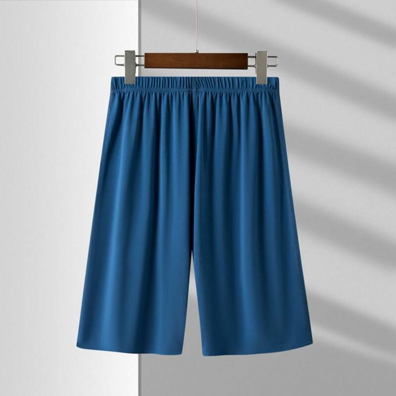 Shorts Homewear confortáveis para homens, cintura elástica, perna larga, tecido respirável, ajuste relaxado, secagem rápida
