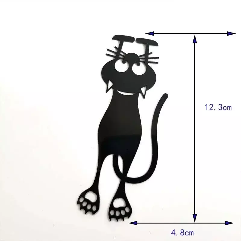 Kawaii Black Cat Marcadores para Livros, Plástico 3D, Estéreo de Escritório, Animal Book Mark, Estudante, Presentes do professor, Papelaria Criativa