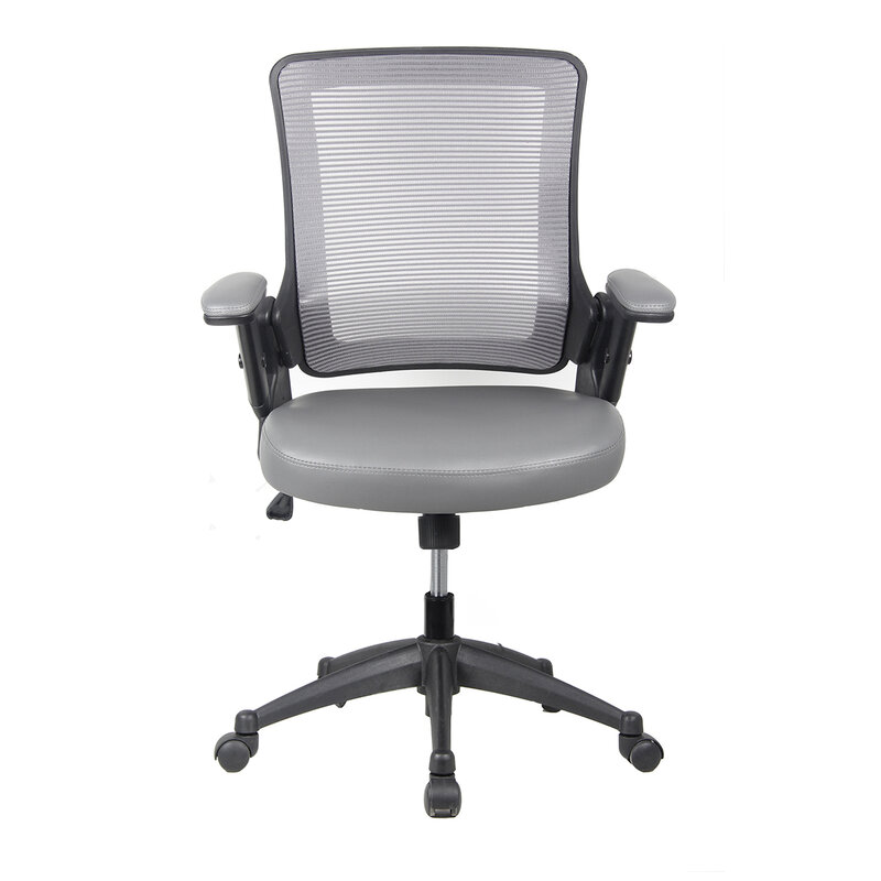Bequemer Bürostuhl mit grauer Technik und mittlerer Rückenlehne und verstellbaren Armlehnen für mehr Unterstützung und Produktivität