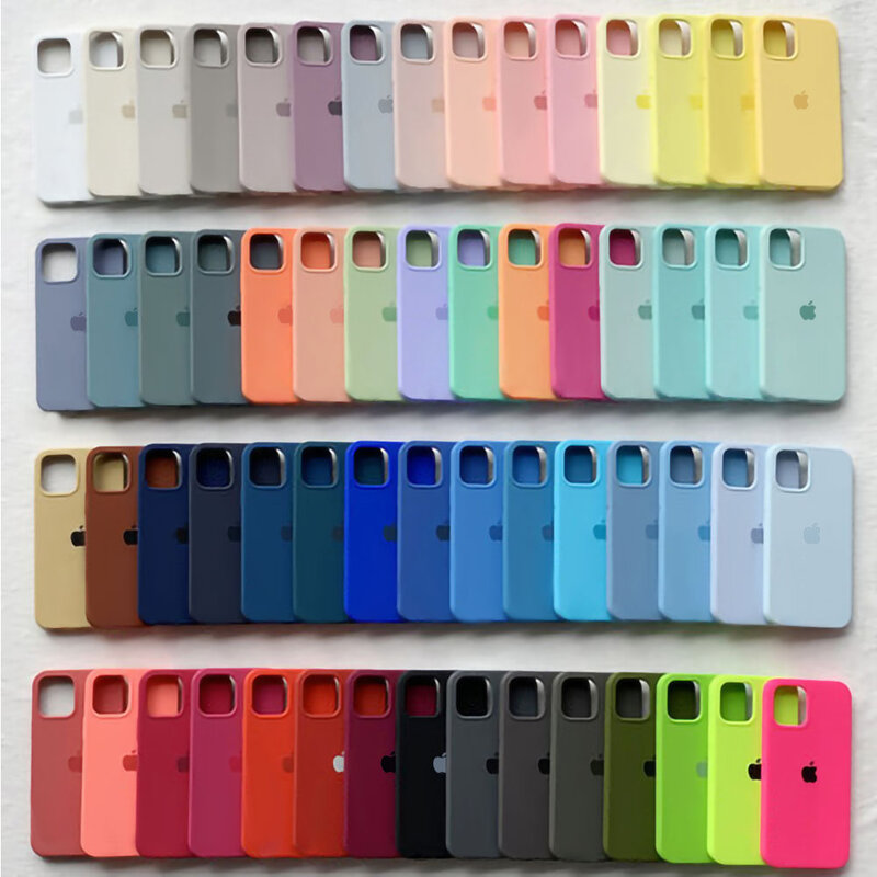 Coques en silicone officielles d'origine pour Apple iPhone, coque complète pour iPhone 11, 15, 14, 13, 12 Pro Max, 13, 14, 11, 15, 13, 12 Pro