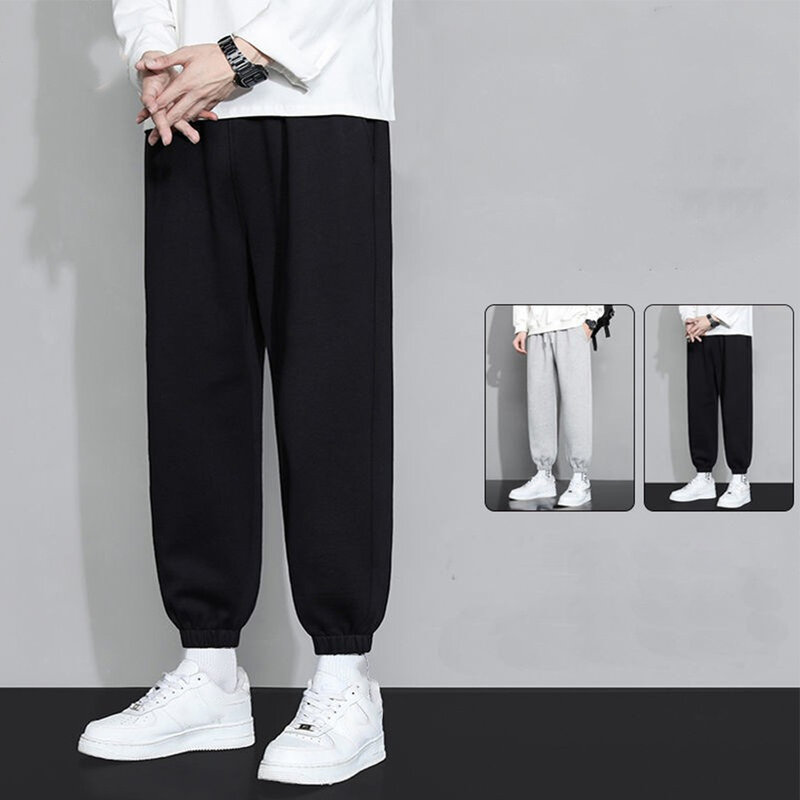 Celana panjang pria celana Track celana kolor elastis tinggi Sweatpants Activewear bernapas saku longgar