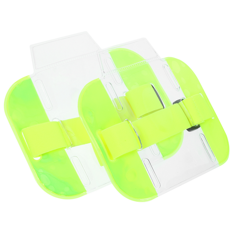 2 Pcs Armband ID Card Badge Holder For Doorman Staff Reflective Pvc Plastic Badge Protective Cover