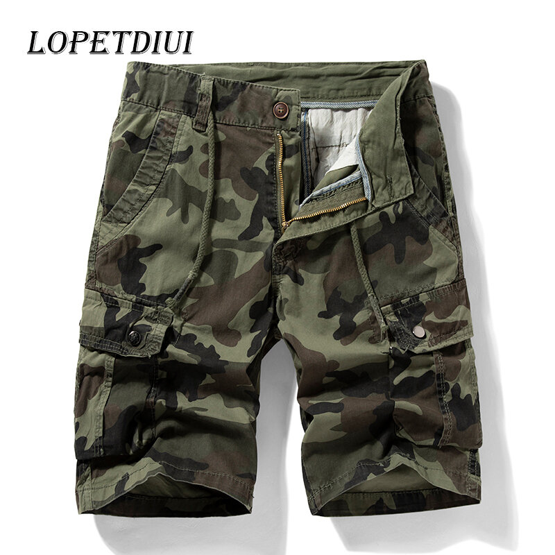 Pantalones cortos de camuflaje para hombre, Shorts Cargo de algodón, tácticos, militares, con múltiples bolsillos, para verano, novedad de 2023