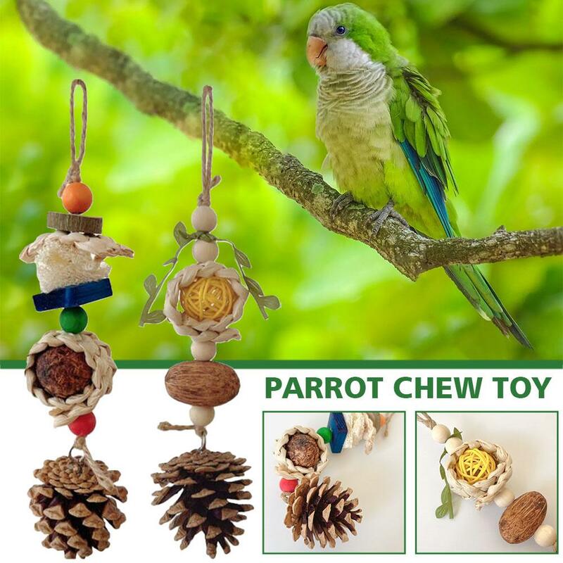 2023 Vogel Kauwspeelgoed Vogel Snavel Slijpen Speelgoed Met Verwijderbare Haak | Papegaaikooi Beet Speelgoed Houten Blok Vogels Papegaaien Speelgoed