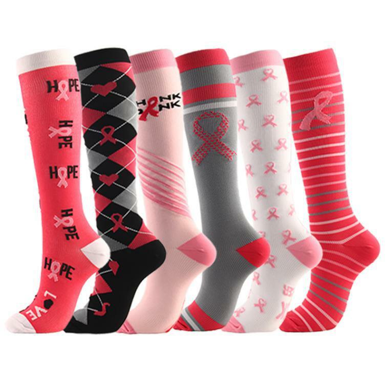Knee High Compression Socks para homens e mulheres, Nurse Socks, Running Sport, Ladies Socks, 6 Pares, Ladies