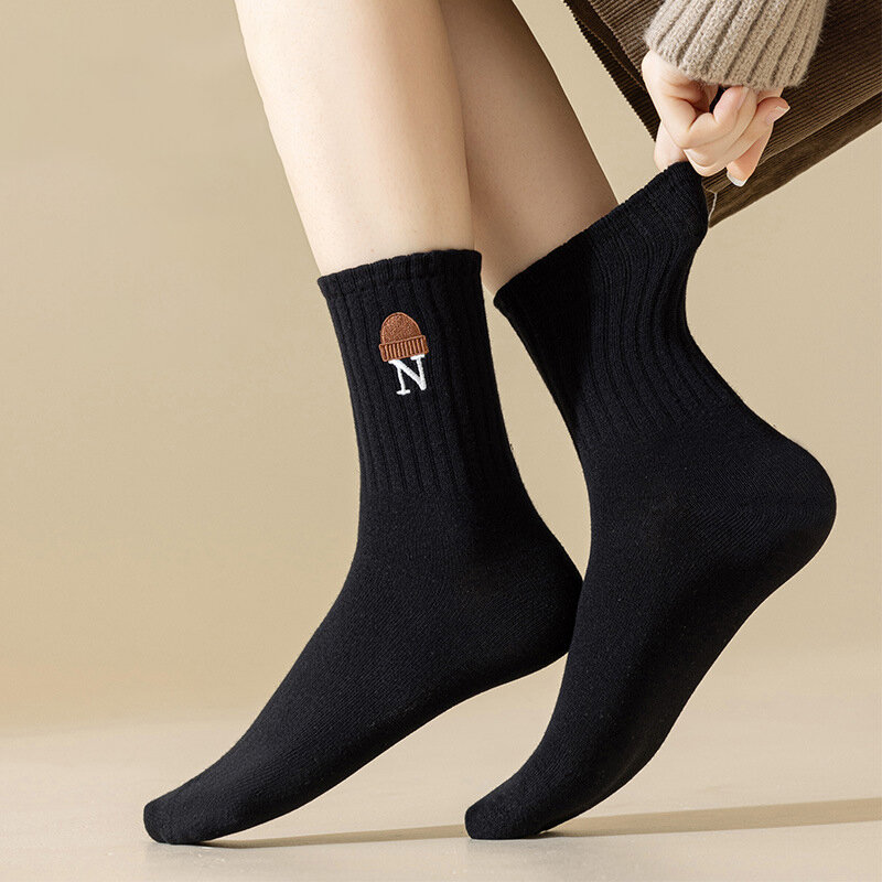 Женские носки INS, носки для студентов с мультипликационным рисунком, носки-трубы для пар, милые женские осенне-зимние носки с надписью