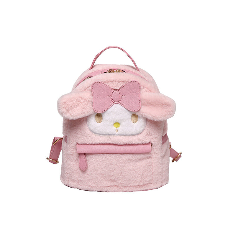 Cute Furry Commuter Bag para mulheres e meninas, mochila de pelúcia, pequeno, inverno, nova moda, 2024