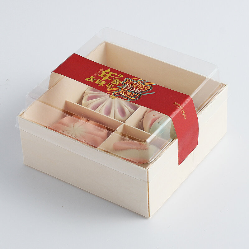 Kunden spezifische Produkt-Öko-Kuchen verpackung Einweg-Mittagessen Sushi-Box im japanischen Stil Holz-Takeout-Box Lunchbox