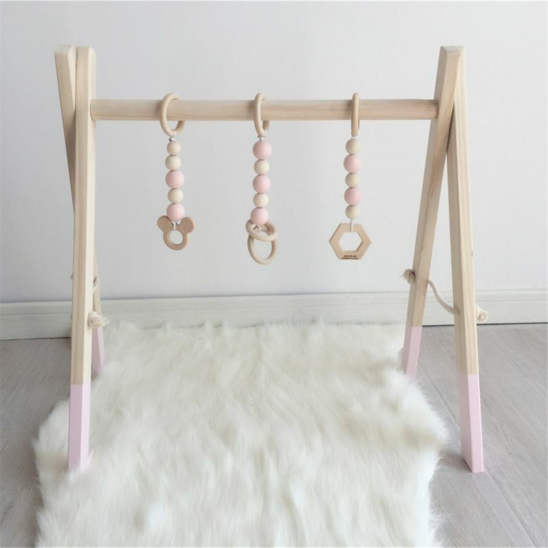 Solid Wood Fitness Rack Pendants Newborn Baby Gym Toy Hanging Ornaments Baby Rattle for Children Kids Room Decor
