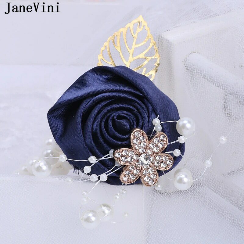 JaneVini zroszony różowy kwiaty na nadgarstek dla panna młoda druhna bransoletka perłowa dla nowożeńców siostry stanik Party gości opaski