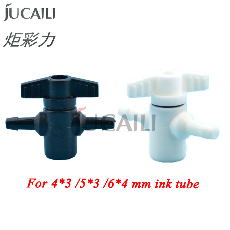 Jcl 2 stücke kunststoff 2 wege manuelle ventil für flora xuli roland lösungsmittel uv drucker 3mm/4mm tinten rohr schalter system