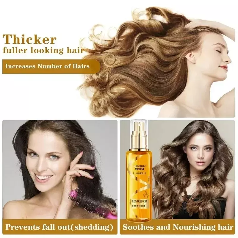 Spray réparateur sans rinçage, huile essentielle de soin des cheveux soyeux, traitement hydratant pour les cheveux