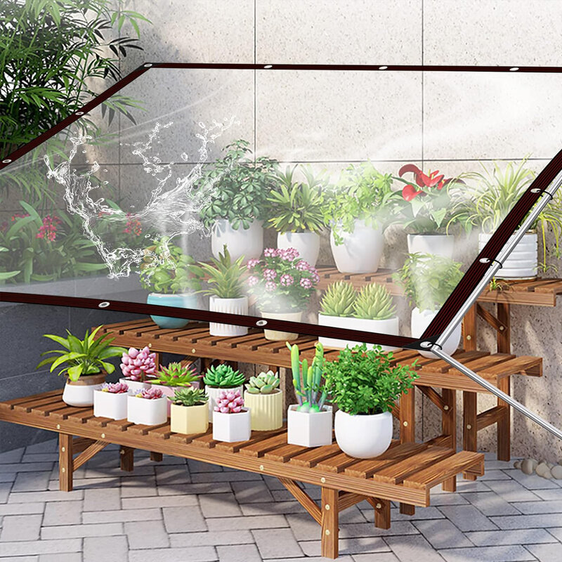 Addensare la tela cerata impermeabile trasparente da giardino antipioggia in polietilene trasparente copertura per piante telo isolante con occhielli