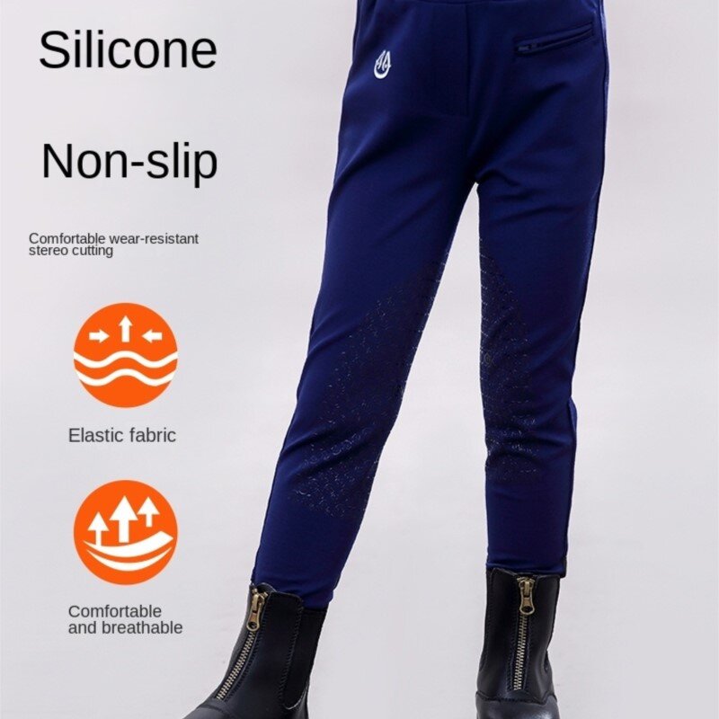 Pantalones ecuestres de silicona para niños, calzones ecuestres masculinos de alta elasticidad, transpirables