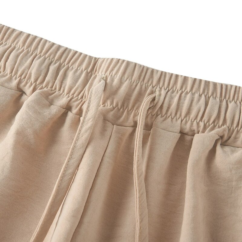 Solid Casual Two Piece Set Lounge Wear 2023 Autumn New Simple Long Sleeve Short Shirt Elastic Waist Wide Leg Pants Streetwear
