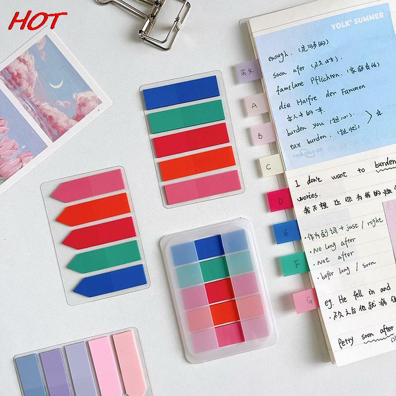 1Set Morandi colore trasparente Sticky Notes Paster Sticker Creative PET Notepad Index Flags punti chiave etichetta segnalibro cancelleria